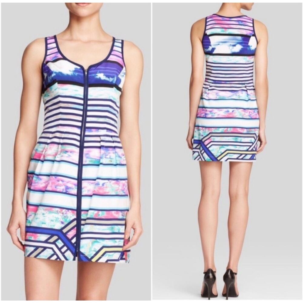 Amanda Uprichard 100% Silk‎ Mini Sheath Dress XS Sleeveless Multicolor Dopamine